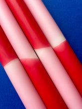 Load image into Gallery viewer, Pink/red Dip Dye Dinner Candle - Individually sold