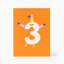 Load image into Gallery viewer, Age 3 - Die Cut - Cute Character Fun Happy Birthday - Three
