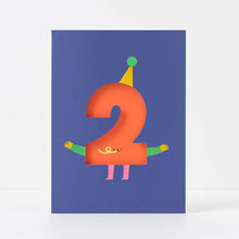 Load image into Gallery viewer, Age 2 - Die Cut - Cute Character - Fun Happy Birthday - Two