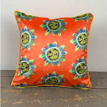 Load image into Gallery viewer, Coral Passion Flower Velvet Cushion