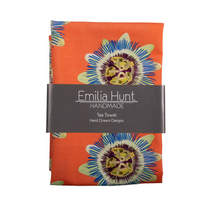 Load image into Gallery viewer, Coral Passion Flower Tea Towel