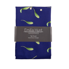 Load image into Gallery viewer, Navy Blue Mistletoe Tea Towel