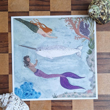 Load image into Gallery viewer, Mer friends Fine Art Print | Mermaids | Sea theme Art
