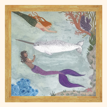 Load image into Gallery viewer, Mer friends Fine Art Print | Mermaids | Sea theme Art
