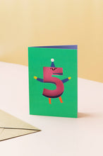 Load image into Gallery viewer, Age  5 - Die Cut - Cute Character  Fun Happy Birthday - Five
