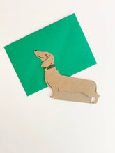 Load image into Gallery viewer, Standing Dachshund Sausage Dog Shaped Greeting Card
