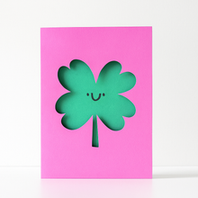 Load image into Gallery viewer, Clover - Good Luck Card - Cute - Die Cut - Irish - New Start
