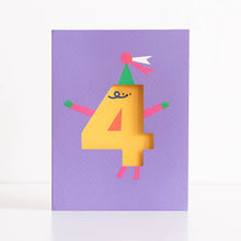 Load image into Gallery viewer, Age  4 - Die Cut - Cute Character  Fun Happy Birthday - Four
