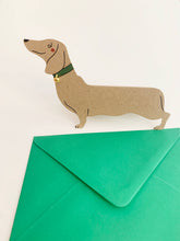 Load image into Gallery viewer, Standing Dachshund Sausage Dog Shaped Greeting Card
