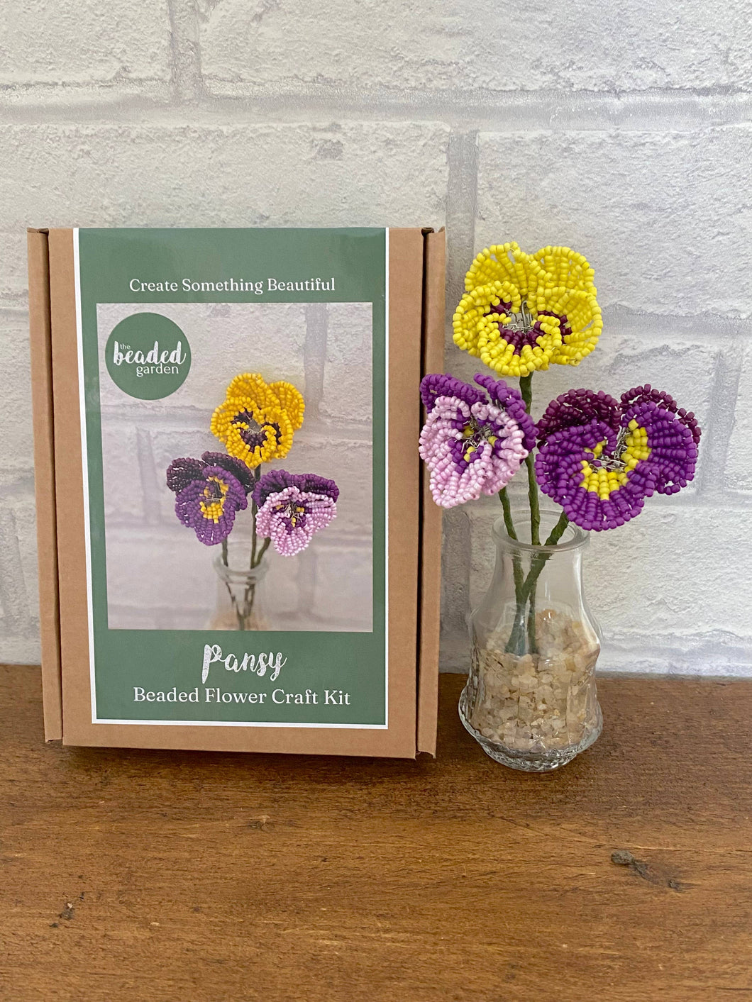 Beaded Flower Craft Kit - Pansy. A creative gift idea.