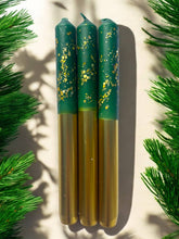 Load image into Gallery viewer, Christmas Tree Farm Dip Dye Dinner Candle - sold individually
