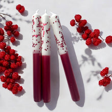 Load image into Gallery viewer, BERRY SNOWY Dip Dye Dinner Candle - sold individually
