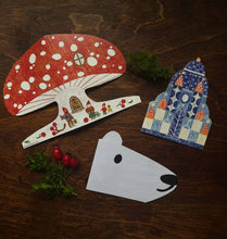 Load image into Gallery viewer, Snowy Mushroom Shaped Greeting Card
