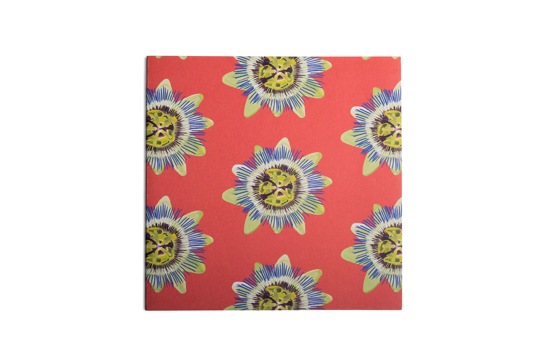 Coral Passion Flower Greetings Card