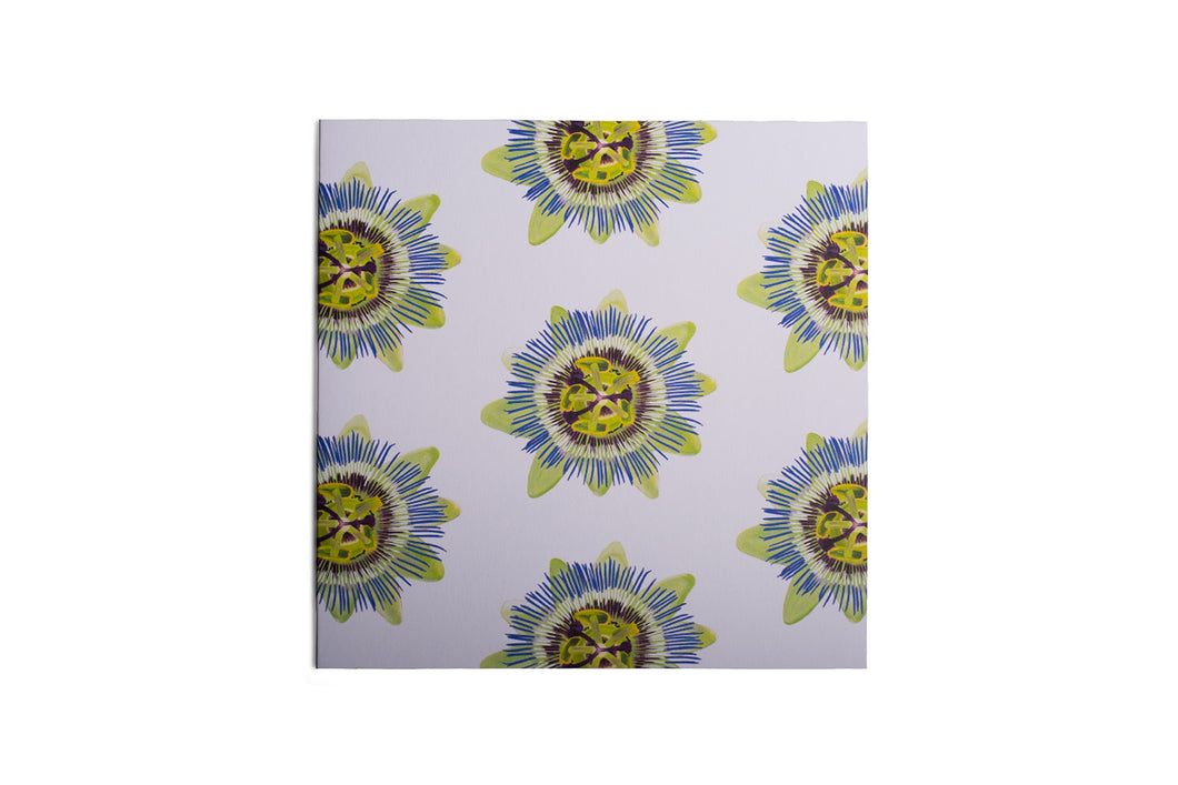 White Passion Flower Greetings Card