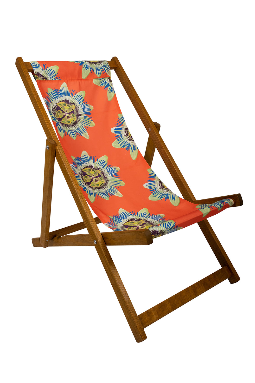 Coral Passion Flower Deck Chair