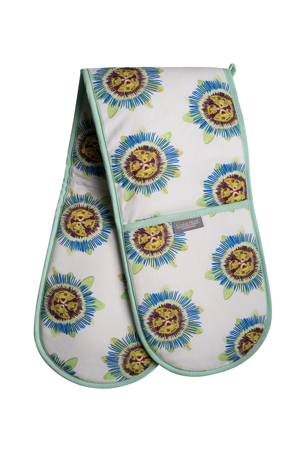 White Passion Flower Double Oven Gloves