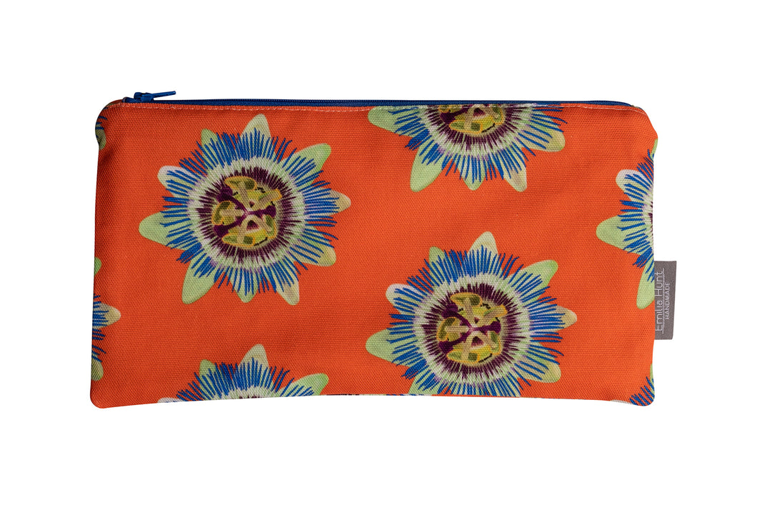 Coral Passion Flower Zip Pouch - Large