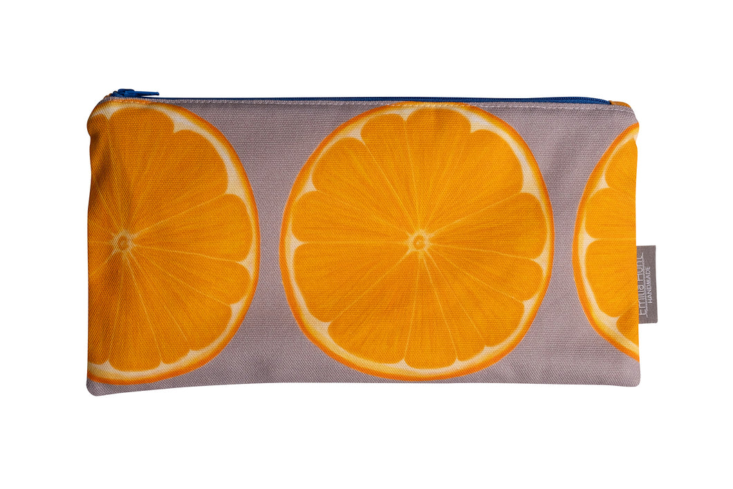Grey Orange Zip Pouch - Large