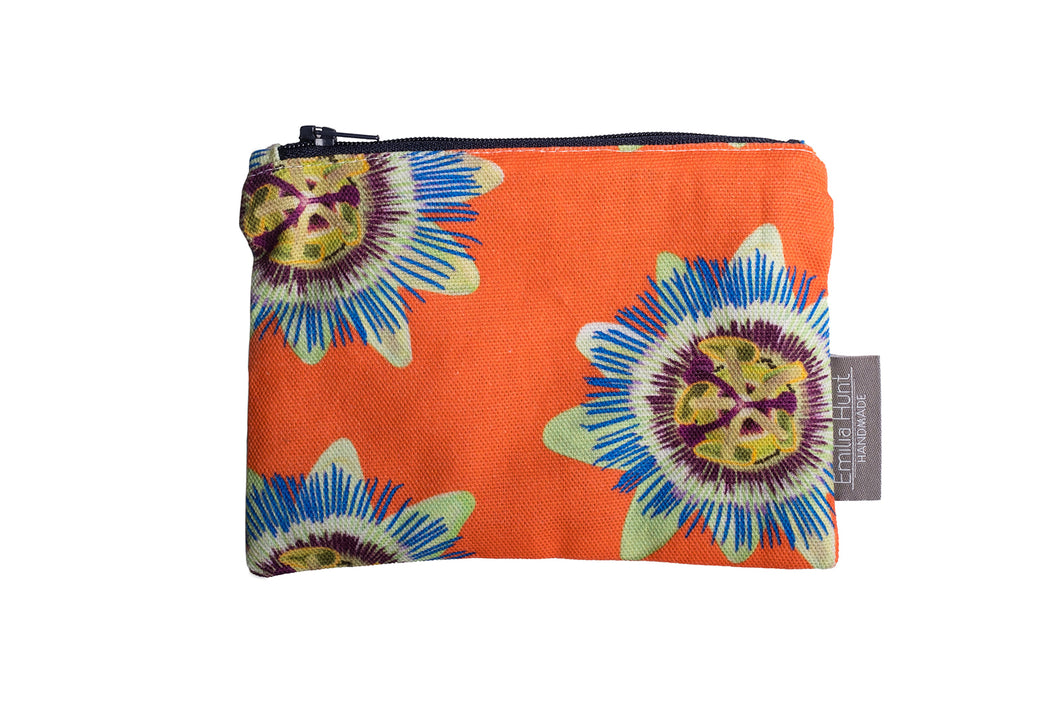 Coral Passion Flower Zip Pouch - Small