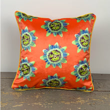 Load image into Gallery viewer, Coral Passion Flower Velvet Cushion
