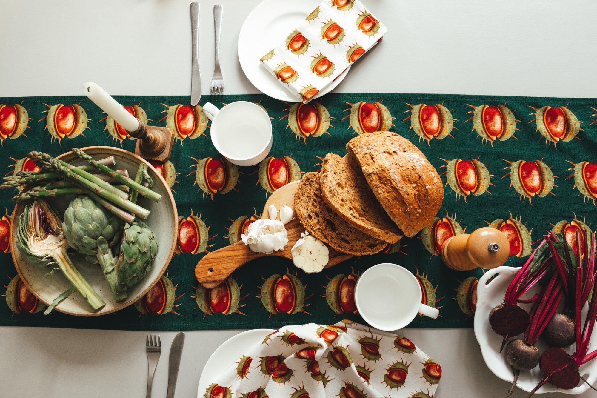 Green Conker Table Runner – Emilia Hunt