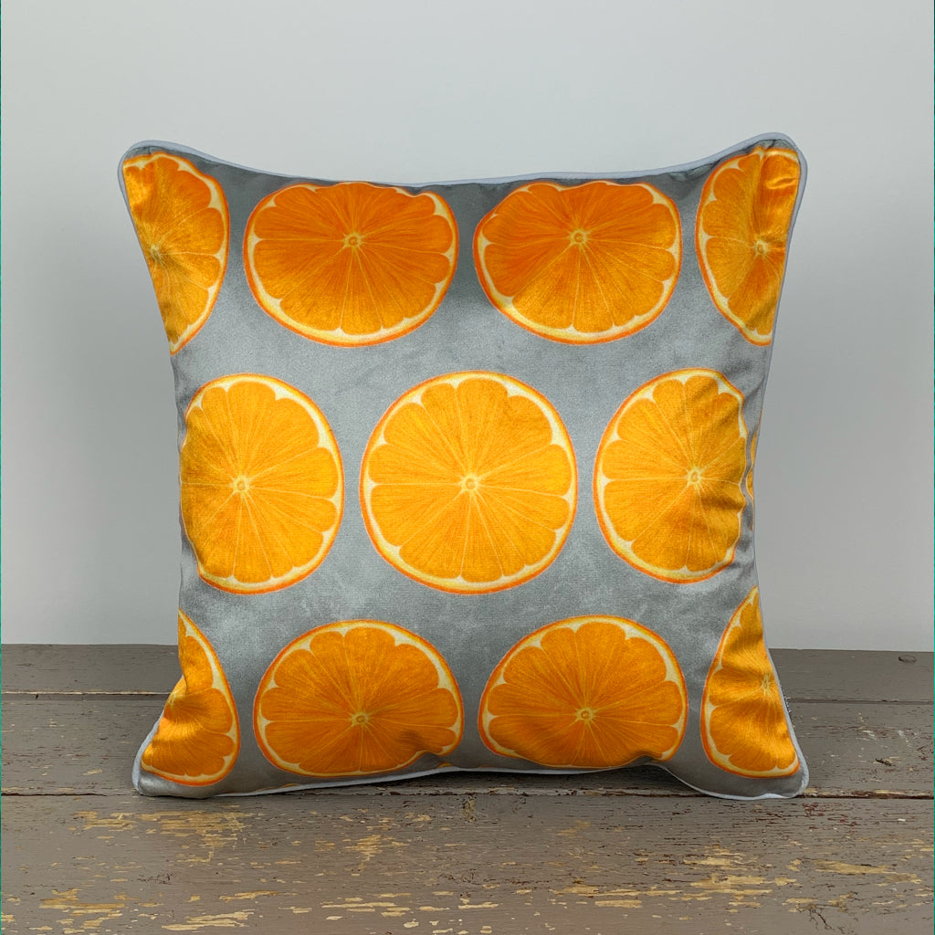 Orange Slice Velvet Cushion
