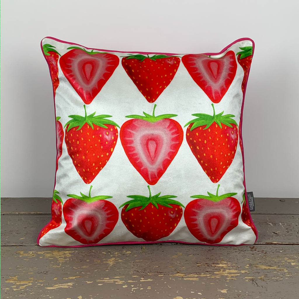 Strawberry Velvet Cushion