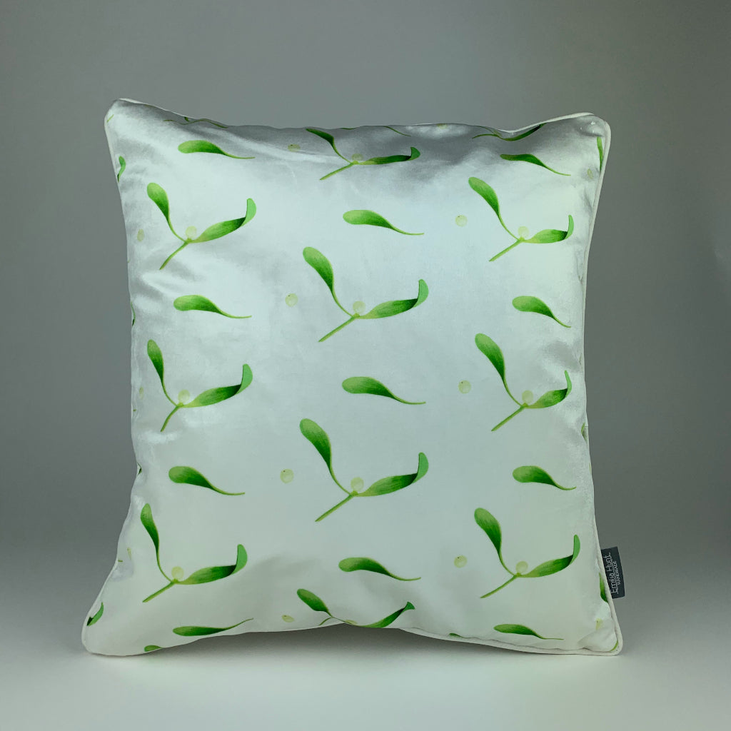 White Mistletoe Velvet Cushion